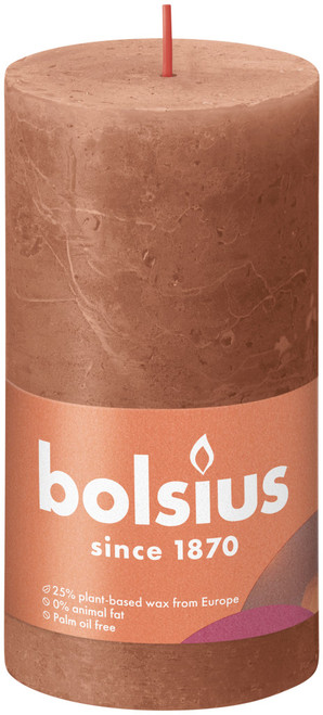 Bolsius Rustic Shine Pillar Candle 130 x 68 - Rusty Pink