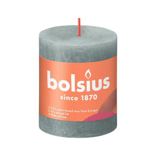 Bolsius Rustic Shine Pillar Candle 80 x 68 - Eucalyptus Green