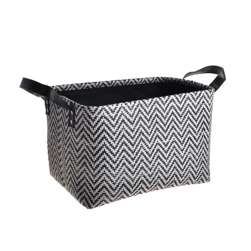 Basket Square With Handles Zigzag Design Medium