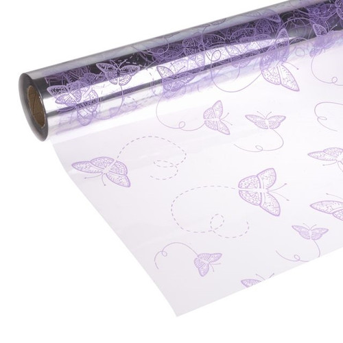 Cellophane Print Butterfly And Swir Lilac 80cm 100m