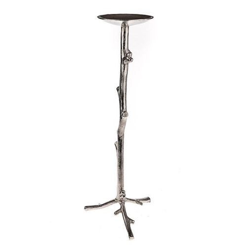 Mercury Twig Pillar Candle Holder Silver Lrg