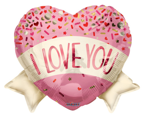 ECO Balloon- Heart Love you Banner & Sprinkles (18 Inch)