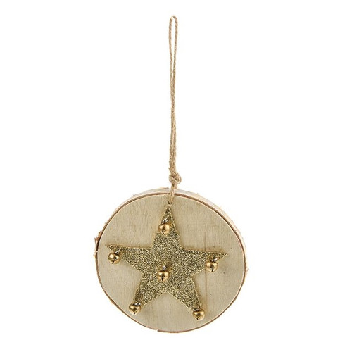 Bark Hanging Star Gold 10Cm