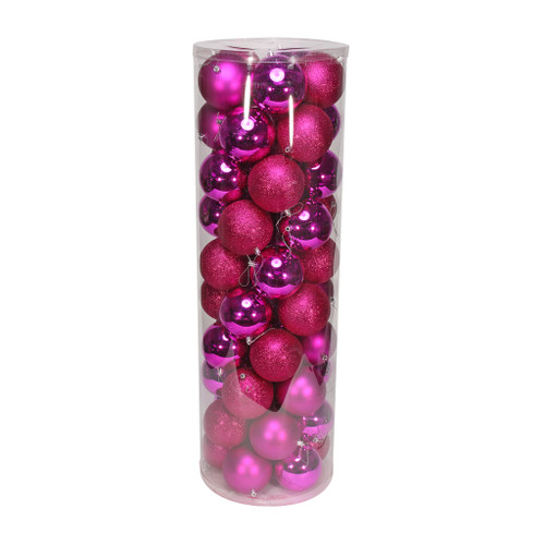 Hot Pink 10cm Plastic Ball in tube (matt,shiny,glitter) x 48