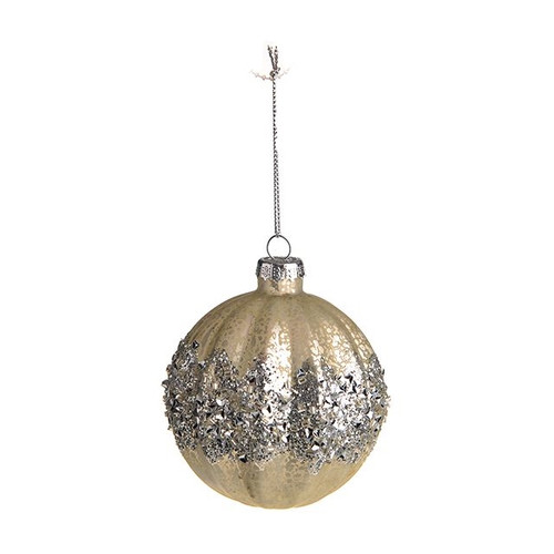 Bauble Antique Silver Sparkle Glass Crf