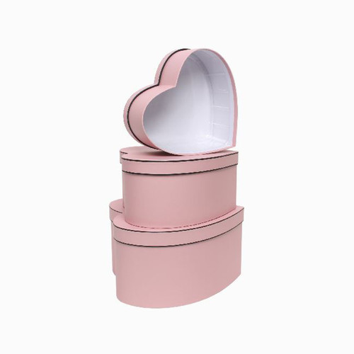 Pink Heart with Trim Hat Box Set (x3)