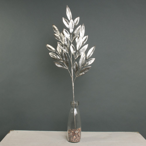 Metallic Laurel Leaf spray Champagne