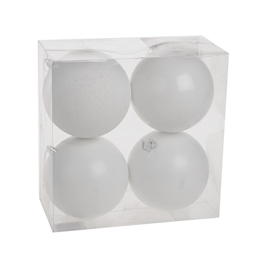 White Shatterproof Baubles (12cm) (4 pieces)
