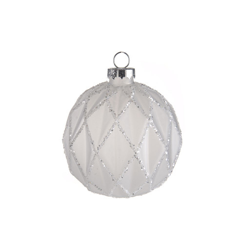 Glass Bauble With Diamond Decoration 8Cm