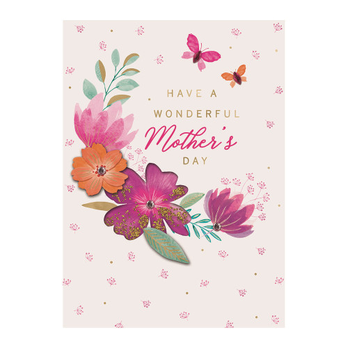 Pink Flowers And Butterflies Mothers Day