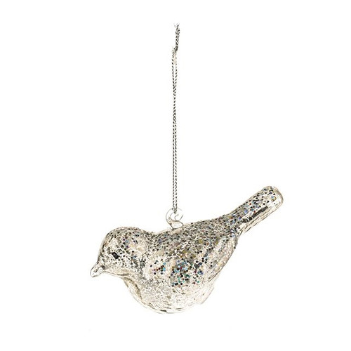 Sequin Glass Bird Champagne