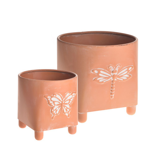 Terracotta Style Planters Butterfly & Dragonfly S2