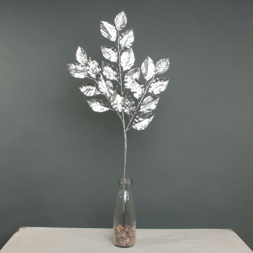 Metallic Birch leaf Spray Silver