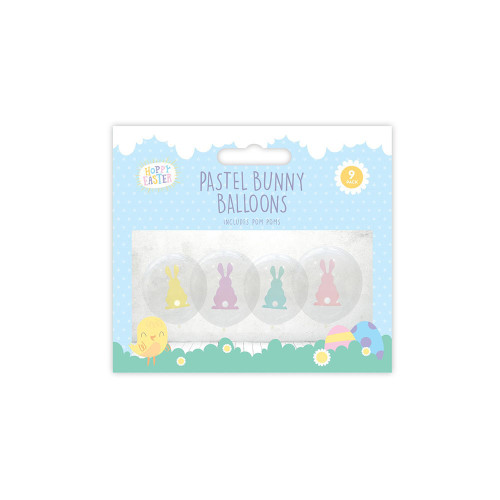 Easter Pastel Bunny Balloons Assorted Colours 9pk