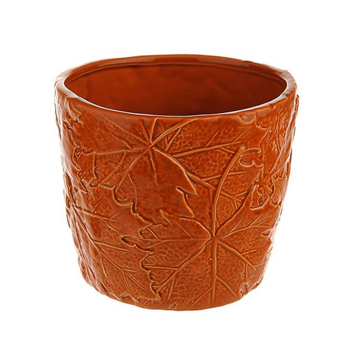 Autumnal Ceramic Pot Orange 14Cm