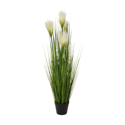 Artificial Grass  Plant In Pot With 5 Flowers