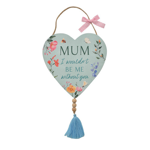 The Cottage Garden Hanging Heart Plaque With Tassel "Mum"