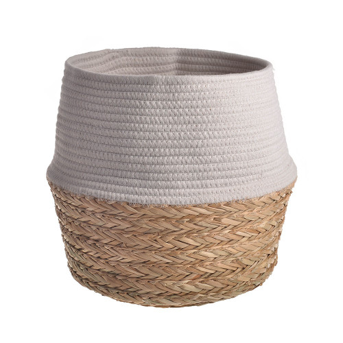 Basket White Fabric 32cm