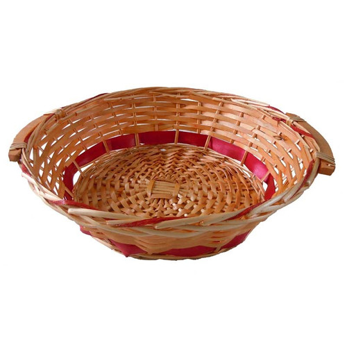 Round Tray Golden withRed Detail   