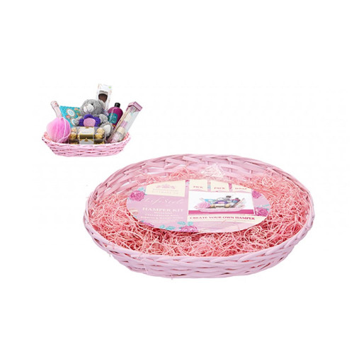 Pink Oval Hamper Basket