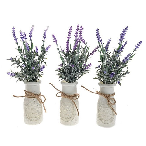 Decorative Lavender With Glass Bottle 3Ast