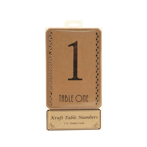 Table Numbers Kraft With Black