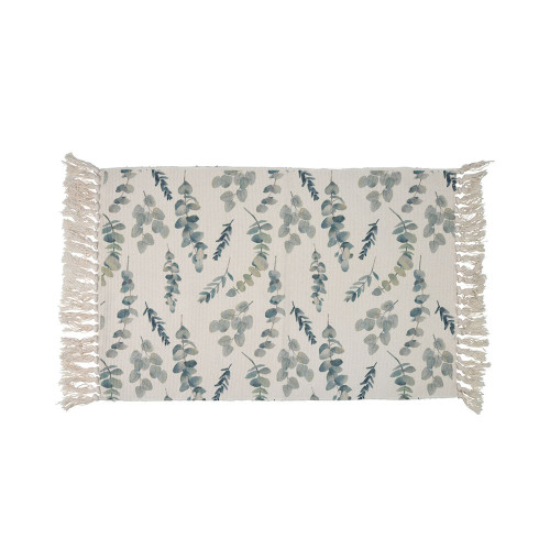 Rug With Tassels Eucalyptus Print 60x90cm