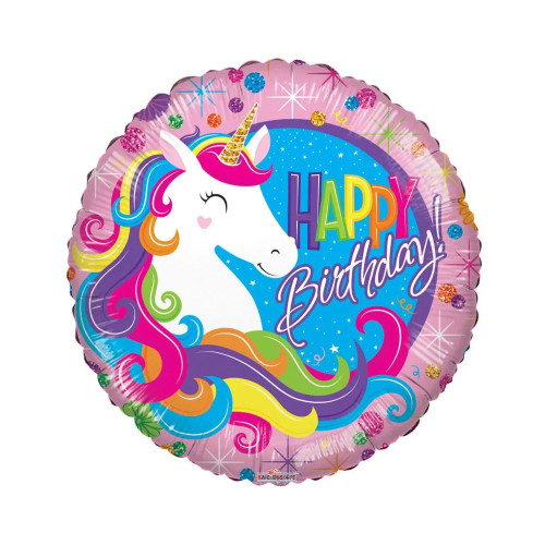 Birthday Classic Unicorn Balloon - 18 Inch