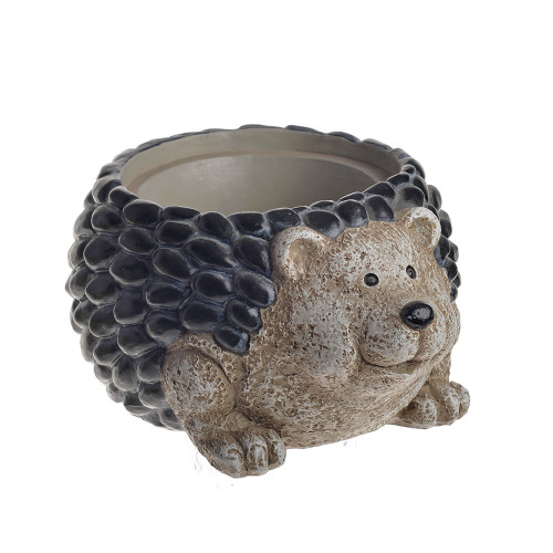 Hedgehog Resin Planter Grey