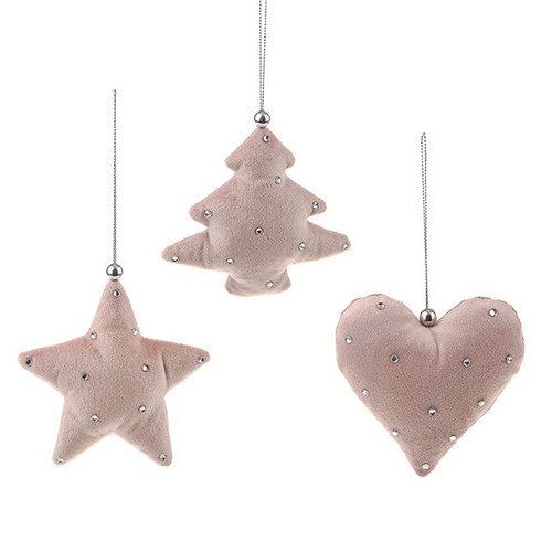 Champagne Pink Velvet Decs 3 Astd