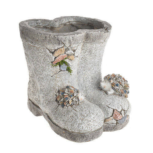 Boot Planter With Hedgehog