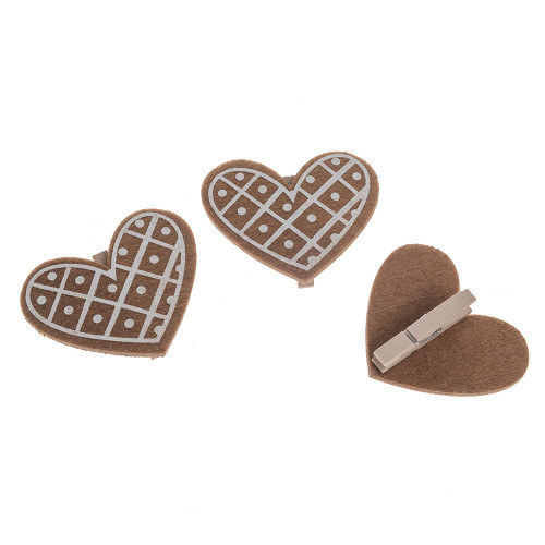 Set of 3 Felt Heart clips