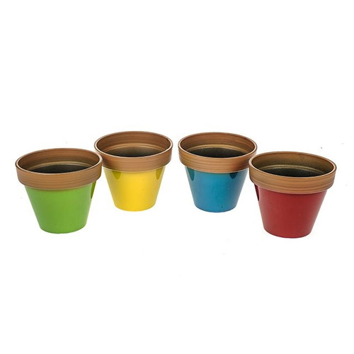 Plastic Roma Pot Assorted Colours 12Cm