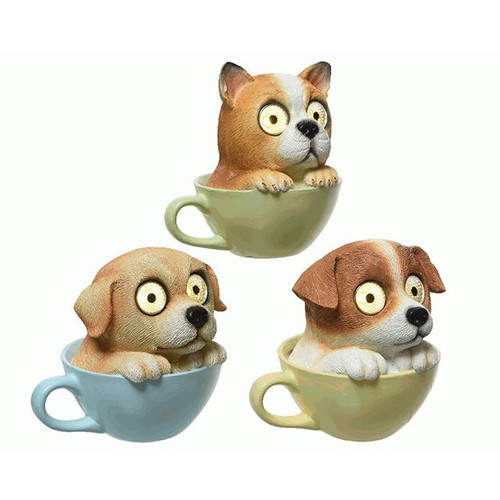 LED Solar Eyes Dog In Cup 3 Assorted