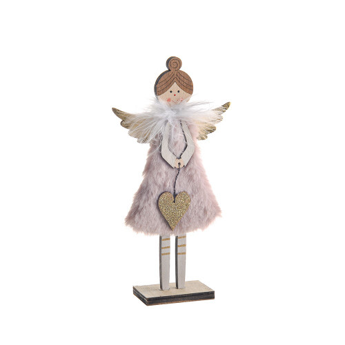 Wooden Angel Pink 19Cm