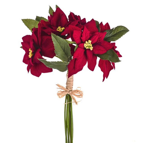 Red Poinsettia Bunch 32 cm 