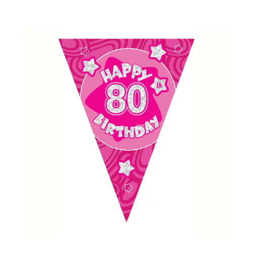 Pink Holographic 80Th Banner