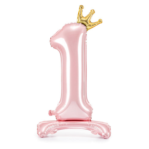 No 1 Standing Foil Balloon Pink With Crown