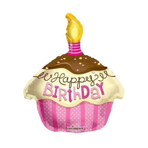 Balloon Happy Birthday Cupcake Pink 18 Inch