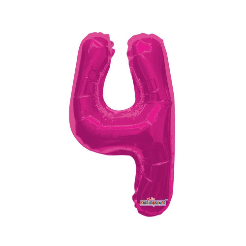 14"  Number Balloon - 4 - Hot Pink