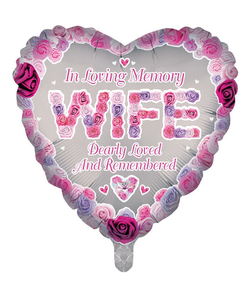 Foil Remembrance Balloon 18" Wife Heart