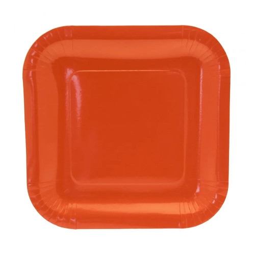 Orange Paper Plates Square 9Inch Pk8