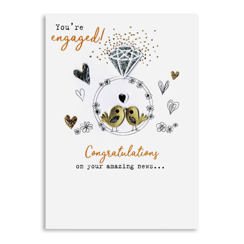 Engagement - Diamond On Wreath Card