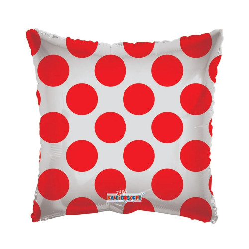 18" Solid with Red Circles Clear View Pillow Balloon