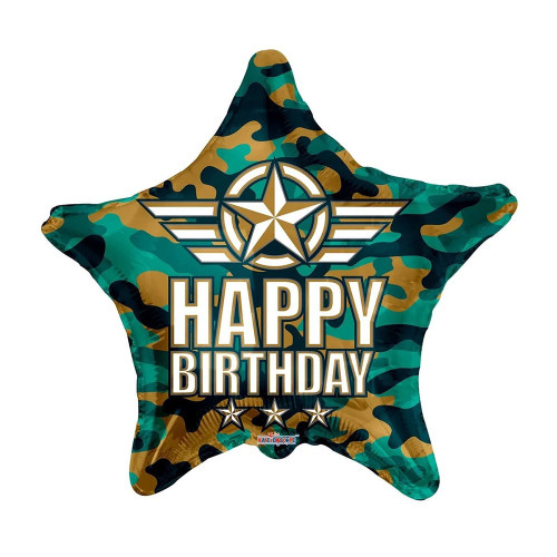 Eco Balloon - Birthday Camouflage - 18 Inch