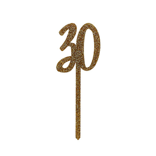 Gold Acrylic '30' Cake Topper