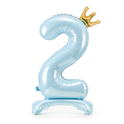 No 2 Standing Foil Balloon Blue With Crown