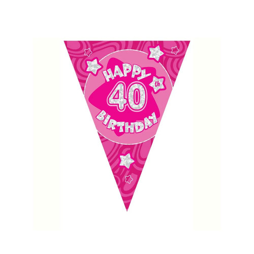 Pink Holographic 40Th Banner