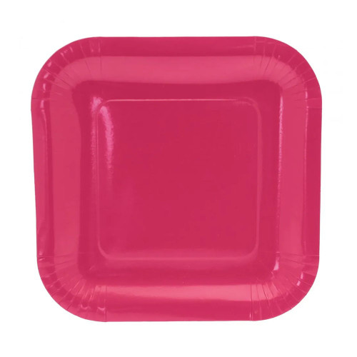 HOT Pink Paper Plates Square Pk8 9Inch