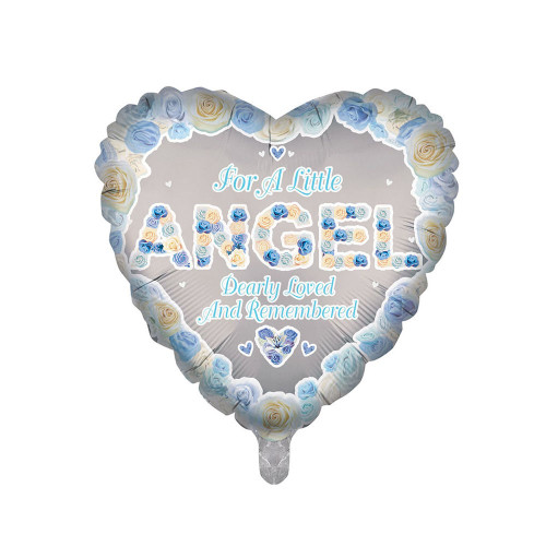 Foil Remembrance Balloon 18" Angel Blue Heart 